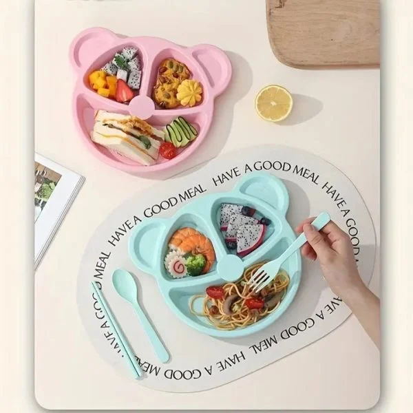 5-piece-multi-color-panda-plates-with-3-spoons-and-2-forks