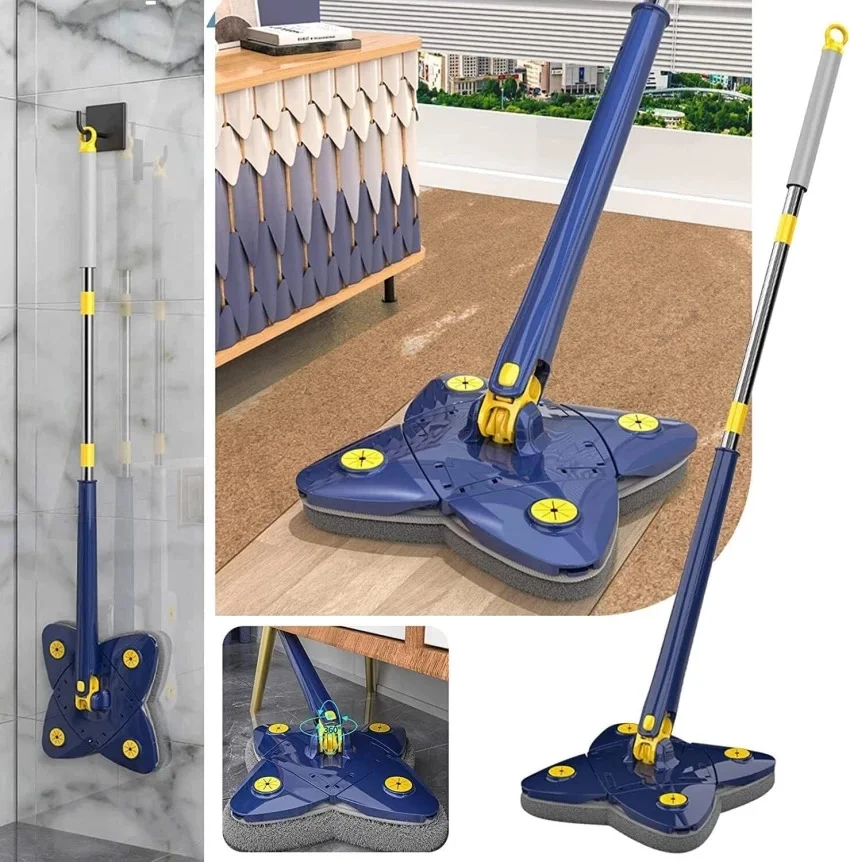 360° Rotatable Self-Squeezing Mop – 4-Leaf Clover Twist Mop for Floor, Wall & Window Cleaning