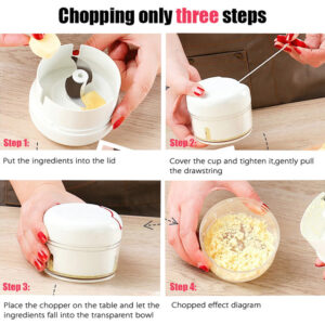 2-in-1 Kitchen Gadget Combo: Garlic Press Tool + Mini Chopper Grinder Crusher – Pack of 2 for Easy Food Prep