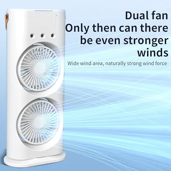 Mini Double Head Mist Fan with LED Light & Humidifier