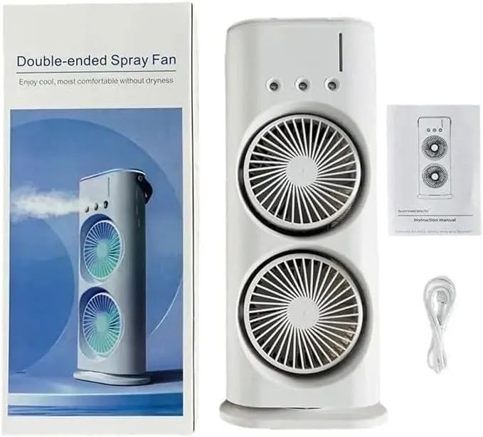 Mini Double Head Mist Fan with LED Light & Humidifier