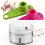 2-in-1 Kitchen Gadget Combo: Garlic Press Tool + Mini Chopper Grinder Crusher – Pack of 2 for Easy Food Prep