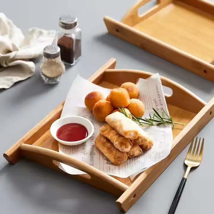 Elegant 3 Pcs Wood Serving Tray Set for Kitchen Use