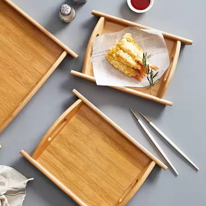 Elegant 3 Pcs Wood Serving Tray Set for Kitchen Use