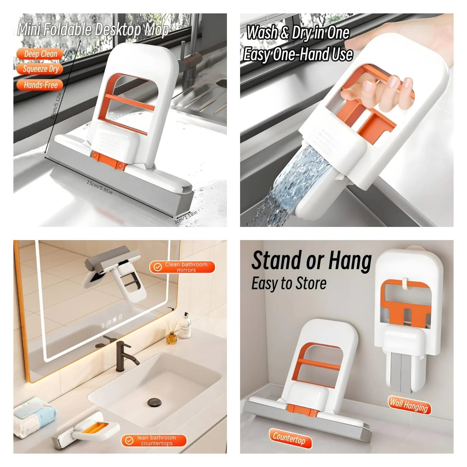 Foldable Mini Mop Portable Wet Dry Cleaner Easy